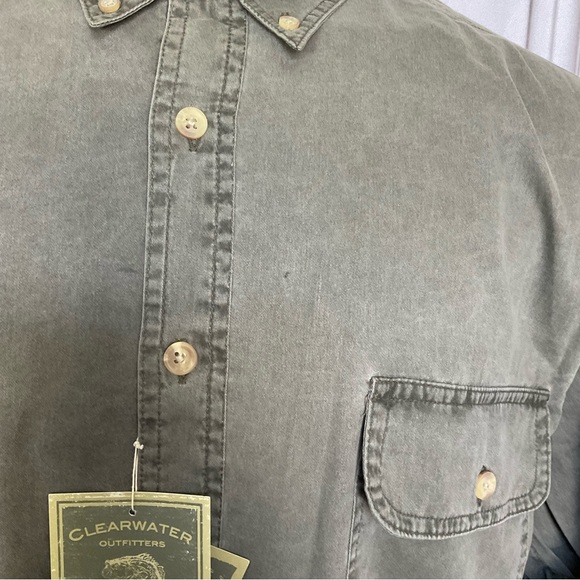 Clearwater Outfitters Mens Olive Khaki Green Long Sleeve Outdoorsman Casual Top - Picture 9 of 10